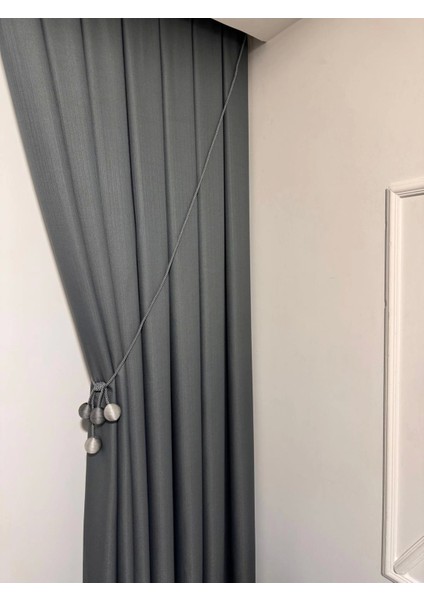 Nivemeshome Roma 18542-D K.gri Keten 1/3 Sık Pileli Fon Perde Apm fiyatları