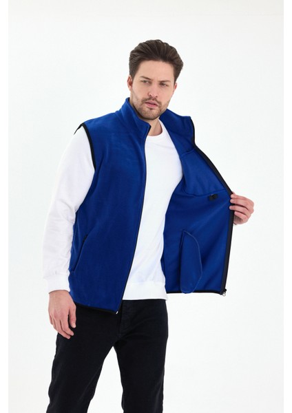 Erkek Tam Fermuarlı Spor Polar Yelek