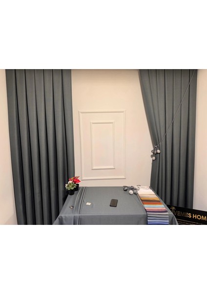 Nivemeshome Roma 18542-D K.gri Keten 1/3 Sık Pileli Fon Perde Apm modelleri