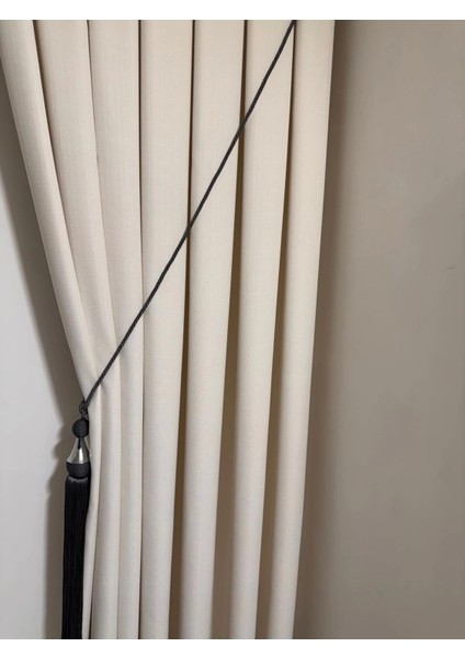 Nivemeshome Roma 18542-D Krem Keten 1/3 Sık Pileli Fon Perde Apm fiyatları