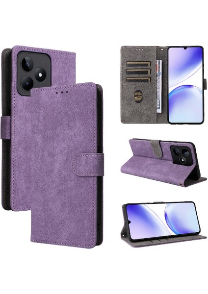 Realme C51 4g Kart Yuvaları Için Kılıf Kapak Manyetik Kapatma Flip Folio Cüzdan (Yurt Dışından)