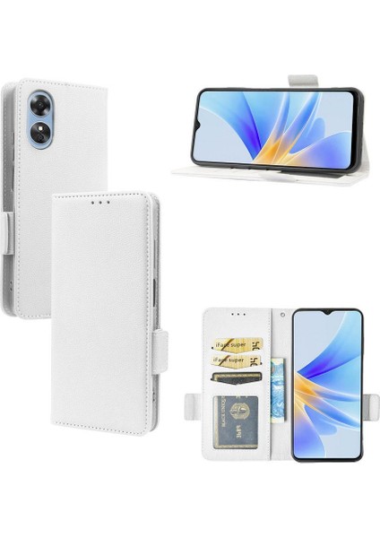Oppo A17/A17K Manyetik Cüzdan Kart Yuvaları Için Kılıf Tutucu Pu Deri Yan (Yurt Dışından)