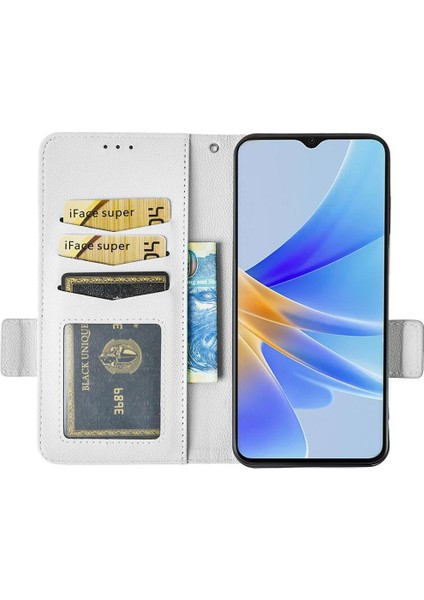 Oppo A17/A17K Manyetik Cüzdan Kart Yuvaları Için Kılıf Tutucu Pu Deri Yan (Yurt Dışından)