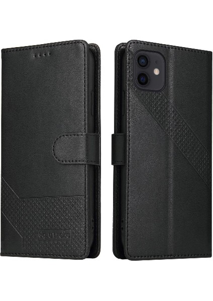 Apple iPhone 12 Mini Üç Kart Yuvaları Kickstand Premium Deri Için Flip Case (Yurt Dışından)