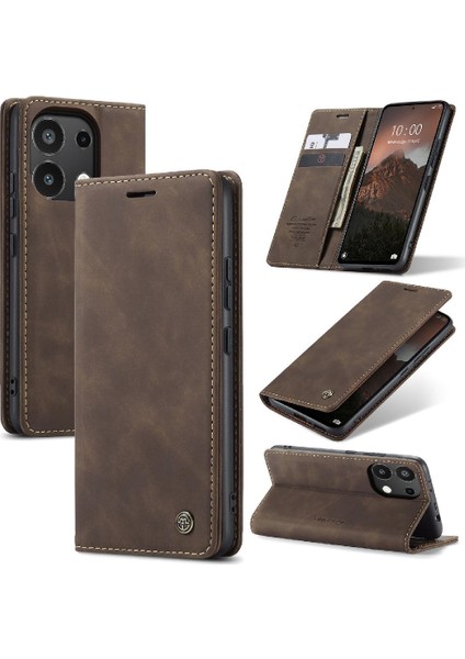 Xiaomi Redmi Not 13 Için Flip Case 4g Vintage Pu Deri Cüzdan Çevir Folio (Yurt Dışından)