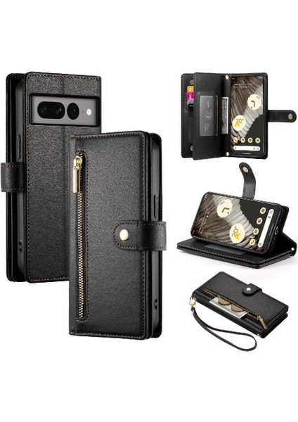 Google Piksel 7 Pro Çok Fonksiyonlu Kart Yuvaları Bilek Kayışı Için Flip Case (Yurt Dışından)