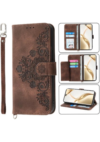Onur Için Flip Case 200 Pro Çoklu Kredi Kartı Yuvaları Bileklik Kabartmalı (Yurt Dışından)