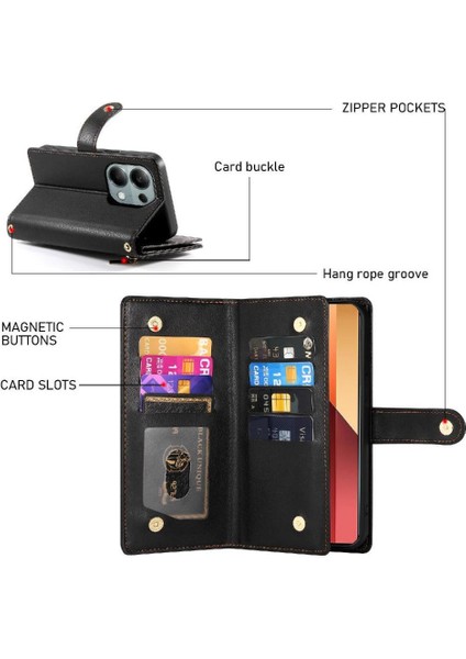 Xiaomi Poco M6 Pro Bilek Kayışı Kickstand Cüzdan Bölmesi Için Flip Case (Yurt Dışından) fırsatları