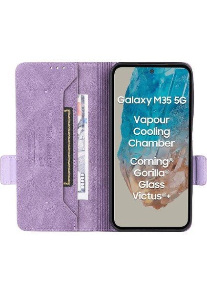 Toka ile Samsung Galaxy M35 Manyetik Cüzdan Kart Tutucu Için Flip Case (Yurt Dışından)