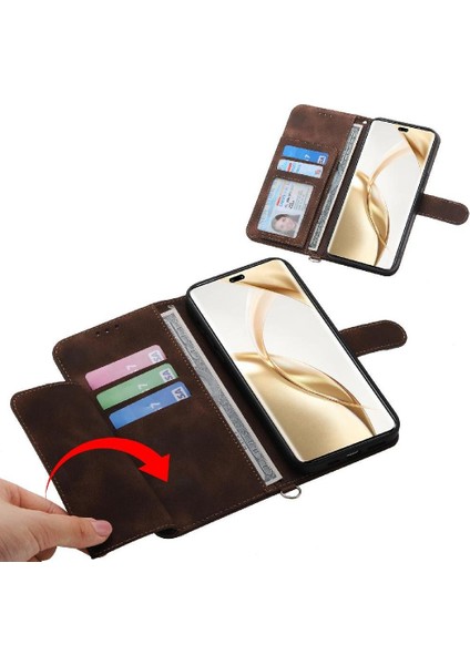 Onur Için Flip Case 200 Pro Çoklu Kredi Kartı Yuvaları Bileklik Kabartmalı (Yurt Dışından)