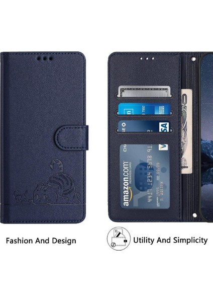 Realme 12 Pro Artı 5g Kedi Rfıd Kart Yuvası Tutucu Kickstand Cüzdan (Yurt Dışından)