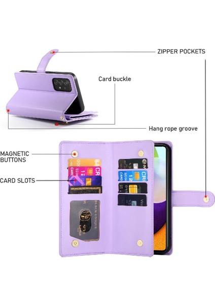 Samsung Galaxy A52 4g/5g Kickstand Çok Fonksiyonlu Kart Için Flip Case (Yurt Dışından) modelleri