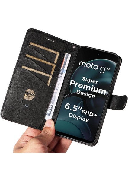 Motorola Moto G14 4g Cüzdan Telefon Kılıfı Için Filp Durumda Ayrılabilir Siyah ile (Yurt Dışından) fiyatları