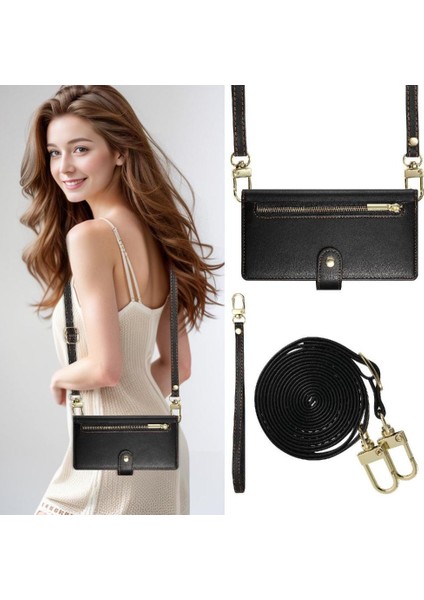 Xiaomi Poco M6 Için Flip Case Standı Cüzdan Çok Fonksiyonlu Crossbody Kayış (Yurt Dışından)