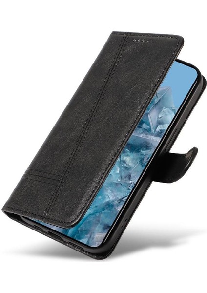 Google Pixel 8 Pro Için Filp Durumda Preslenmiş Pu Deri Cüzdan Telefon Kılıfı ile (Yurt Dışından)