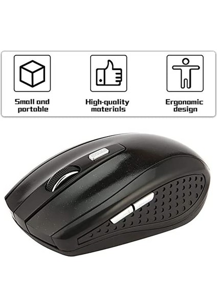 Taşınabilir 2,4 Ghz Kablosuz Oyun Faresi, Dizüstü Bilgisayar USB Alıcılı Dönen Optik Ofis Faresi, Siyah (Yurt Dışından) indirimleri