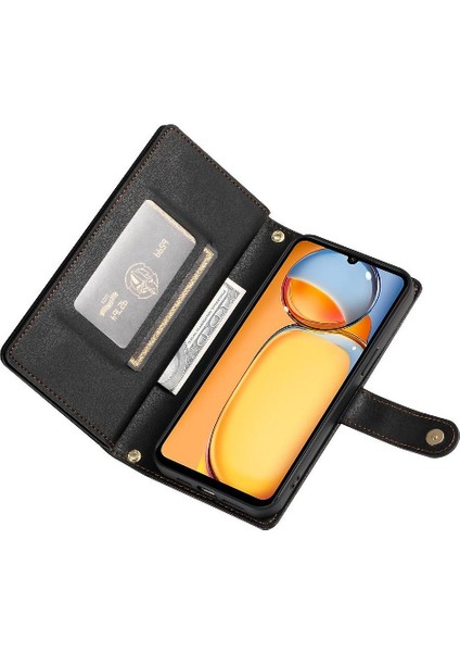 Xiaomi Poco M6 Için Flip Case Standı Cüzdan Çok Fonksiyonlu Crossbody Kayış (Yurt Dışından)