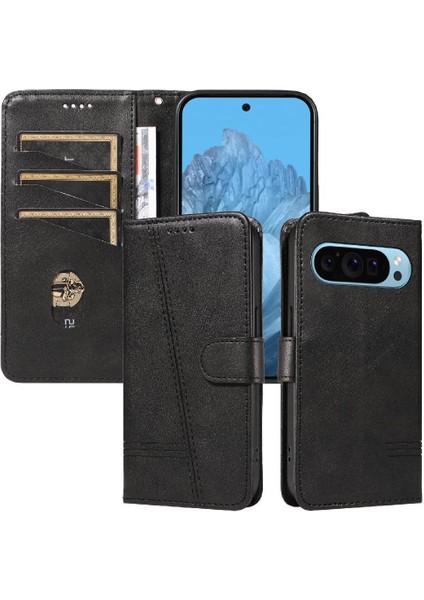 Kredi Kartı Yuvası Cüzdan Telefon Kılıfı Siyah ile Google Pixel 9 Için Filp Durumda (Yurt Dışından)