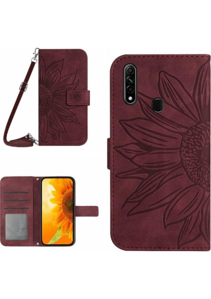 Oppo 2020 2020/A8 Flip Cüzdan Telefon Kılıfı Için Kılıf Kart Pu ile Kısa Kayış (Yurt Dışından)