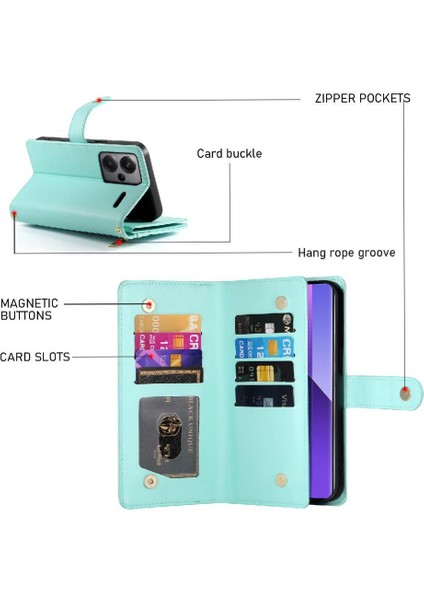 Xiaomi Redmi Not Için Flip Case 13 Pro Artı Standı Cüzdan Çok Fonksiyonlu (Yurt Dışından)