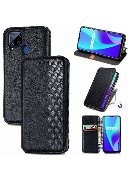Oppo Realme C15 Zarif Iş Deri Çanta Cüzdan Fonksiyonu Için Kılıf (Yurt Dışından) fiyatları
