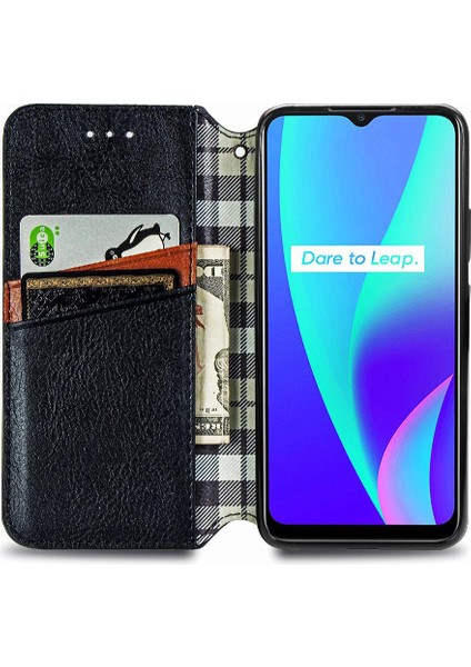 Oppo Realme C15 Zarif Iş Deri Çanta Cüzdan Fonksiyonu Için Kılıf (Yurt Dışından) fırsatları