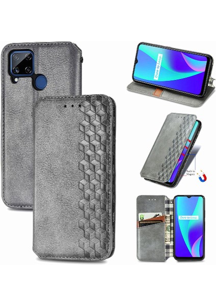 Oppo Realme C15 Zarif Iş Deri Çanta Cüzdan Fonksiyonu Için Kılıf (Yurt Dışından) fırsatları