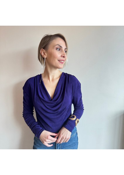Mor Degaje Yaka Vatkalı Bluz Zıbın