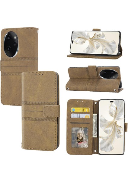 Onur Için Flip Case 100 Pro 5g Pu Deri Darbeye Koruyucu Kickstand (Yurt Dışından)