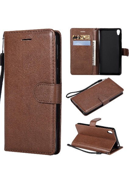 Sony Xperia E5 Klasik Düz Renk Iş Cüzdan Telefon Için Flip Case (Yurt Dışından)