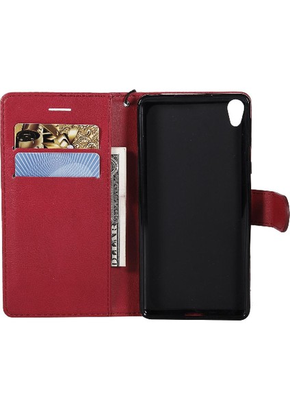 Sony Xperia E5 Klasik Düz Renk Iş Cüzdan Telefon Için Flip Case (Yurt Dışından)