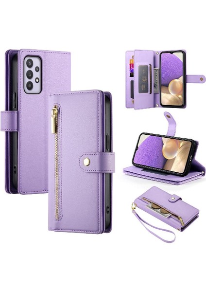 Samsung Galaxy A32 5g Kickstand Bilek Kayışı Çok Fonksiyonlu Flip Case (Yurt Dışından)