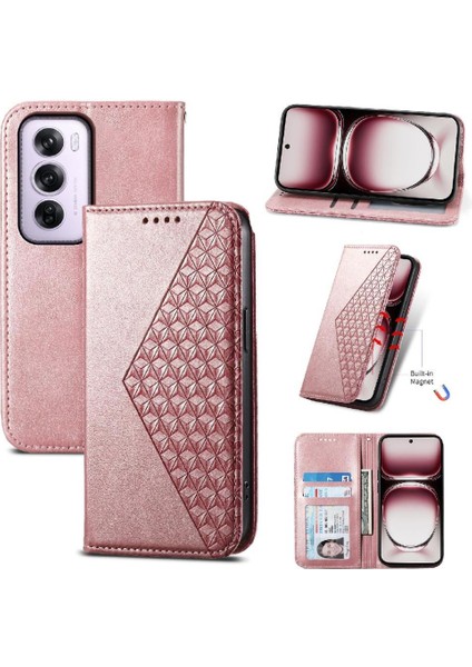 Oppo Oppo 12 Pro 5g Için Flip Case Standı El Kayışı Eşkenar Dörtgen Şekli Günlük Kullanım (Yurt Dışından)