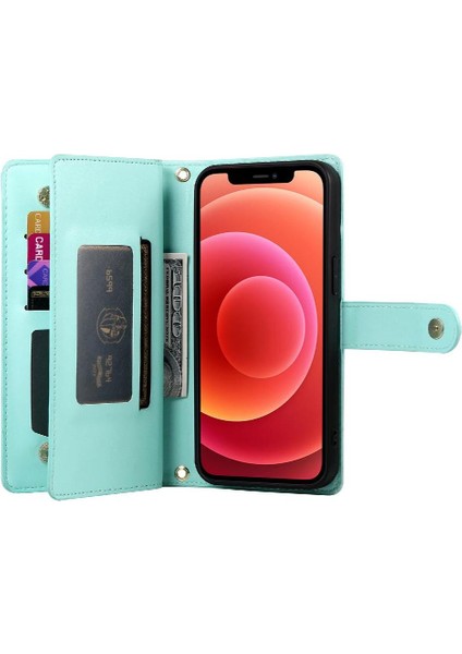 Apple iPhone 12 Için Flip Case Pro Kickstand Cüzdan Bölmesi Bilek Kayışı Kartı (Yurt Dışından) modelleri