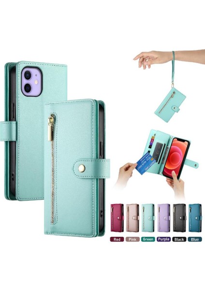 Apple iPhone 12 Için Flip Case Pro Kickstand Cüzdan Bölmesi Bilek Kayışı Kartı (Yurt Dışından) indirimleri