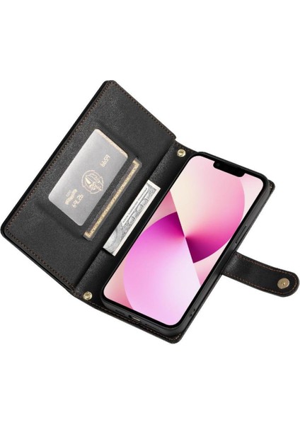 Apple iPhone 13 Bilek Kayışı Kickstand Çok Fonksiyonlu Kart Yuvaları Için Flip Case (Yurt Dışından) modelleri