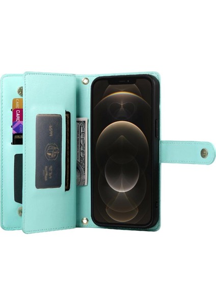 Apple iPhone 12 Için Flip Case Pro Max Çok Fonksiyonlu Kart Yuvaları Kickstand Bilek (Yurt Dışından)
