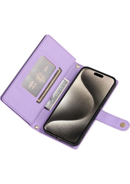 Apple iPhone 15 Için Flip Case Pro Max Crossbody Kayış Standı Çok Fonksiyonlu (Yurt Dışından)