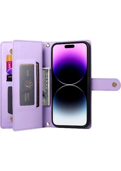 Apple iPhone 14 Için Flip Case Pro Max Iş Crossbody Kayış Cüzdan Standı (Yurt Dışından)