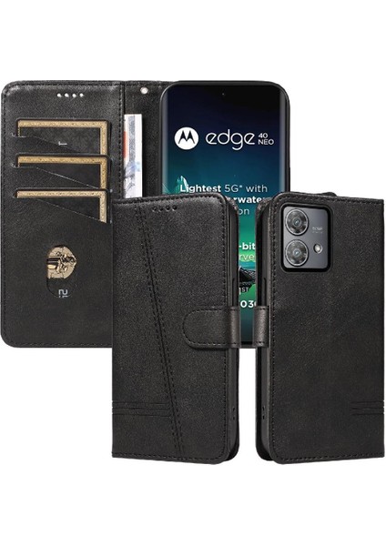 Motorola Edge 40 Neo Için Kredi Kartı Yuvası ile Ayrılabilir Siyah (Yurt Dışından)