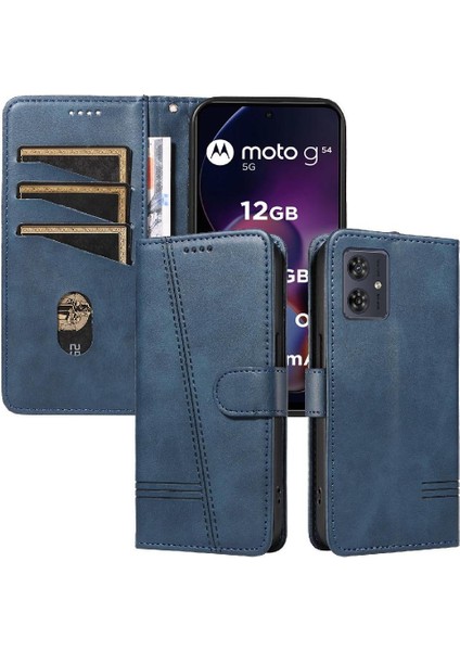 Motorola Moto G54 5g Ayrılabilir Siyah Bilezik Için Filp Durumda Preslenmiş Pu (Yurt Dışından)