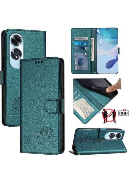 Oppo A60 4g Kedi Rfıd Cüzdan Kapak Çevirin Kart Yuvası Tutucu Kickstand (Yurt Dışından)