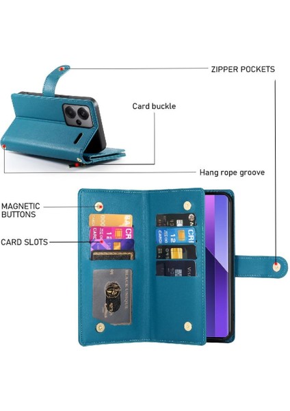 Xiaomi Redmi Not Için Flip Case 13 Pro Artı Standı Cüzdan Çok Fonksiyonlu (Yurt Dışından)