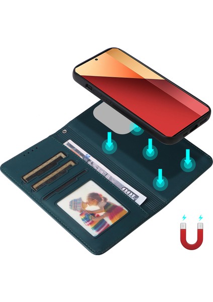 Xiaomi Redmi Note 13 Pro 4g Kılıf 2'si 1 Arada Manyetik Çıkarılabilir Deri Cep Telefonu Kapağı-Mavi (Yurt Dışından) modelleri