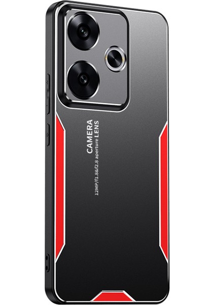 Xiaomi Poco F6 5g Kılıf Alüminyum Alaşımlı+Pc+Tpu Şok Emme Telefon Kapağı-Kırmızı (Yurt Dışından)