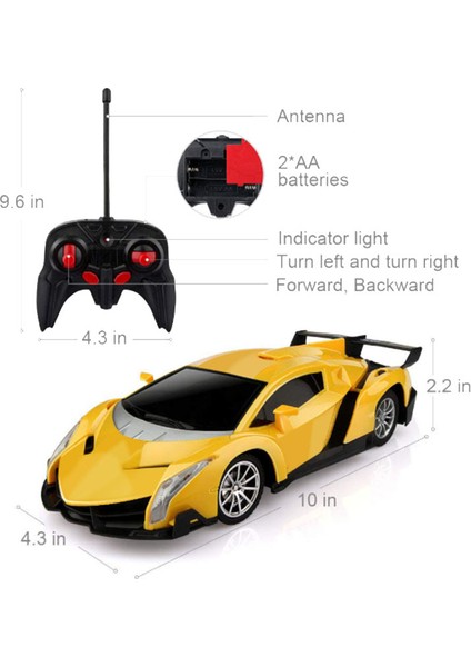 Uzaktan Kumandalı Araba, Rc Arabalar Çocuklar Için Hediyeler 1:20 Elektrikli Spor Yarış Hobi Oyuncak Araba Sarı Model Araç Erkek Kız Yetişkinler Için Işıklar ve Kontrol Cihazı Ile (Yurt Dışından)