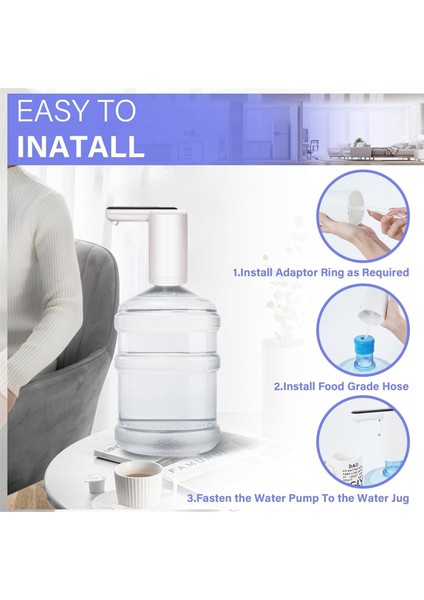 5 Galonluk Şişe Için Su Sebili, Evrensel 2 Motorlu Daha Hızlı Pompalayan Su Pompası, Taşınabilir USB Şarjı Beyaz (Yurt Dışından) modelleri