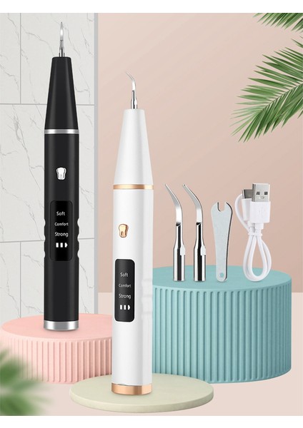 Elektrikli Sonic Diş Ölçekleyici LED Ölçekleyici Oral Diş Tartar Sökücü Plak Lekeleri Temizleyici Kaldırma Diş Beyazlatma Siyah (Yurt Dışından)