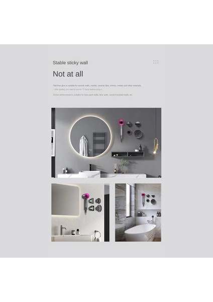 Dyson Saç Kurutma Makinesi Braketi Depolama Rafı Banyo Depolama Saç Kurutma Makinesi Tutucu Duvara Monte Hiçbir Yumruk Isıya Dayanıklı-A (Yurt Dışından) indirimleri