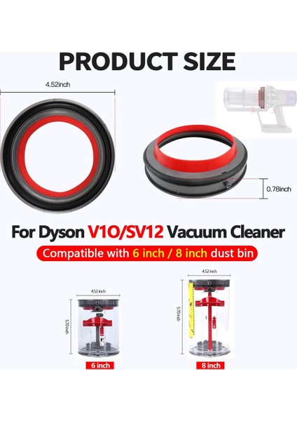 Toz Kutusu Kovası Üst Sabit Sızdırmazlık Halkası Için Yedek Dyson V10 SV12 Elektrikli Süpürge Toz Kovası Kir Fincan Parçaları (Yurt Dışından) fırsatları
